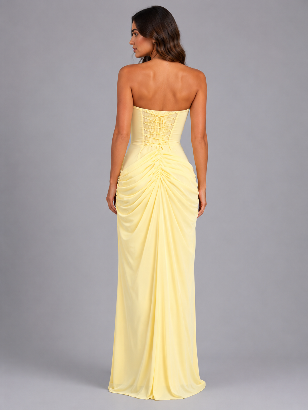 Béatrice Noël | Women’s Strapless Draped Maxi Dress – Wedding Guest Gown