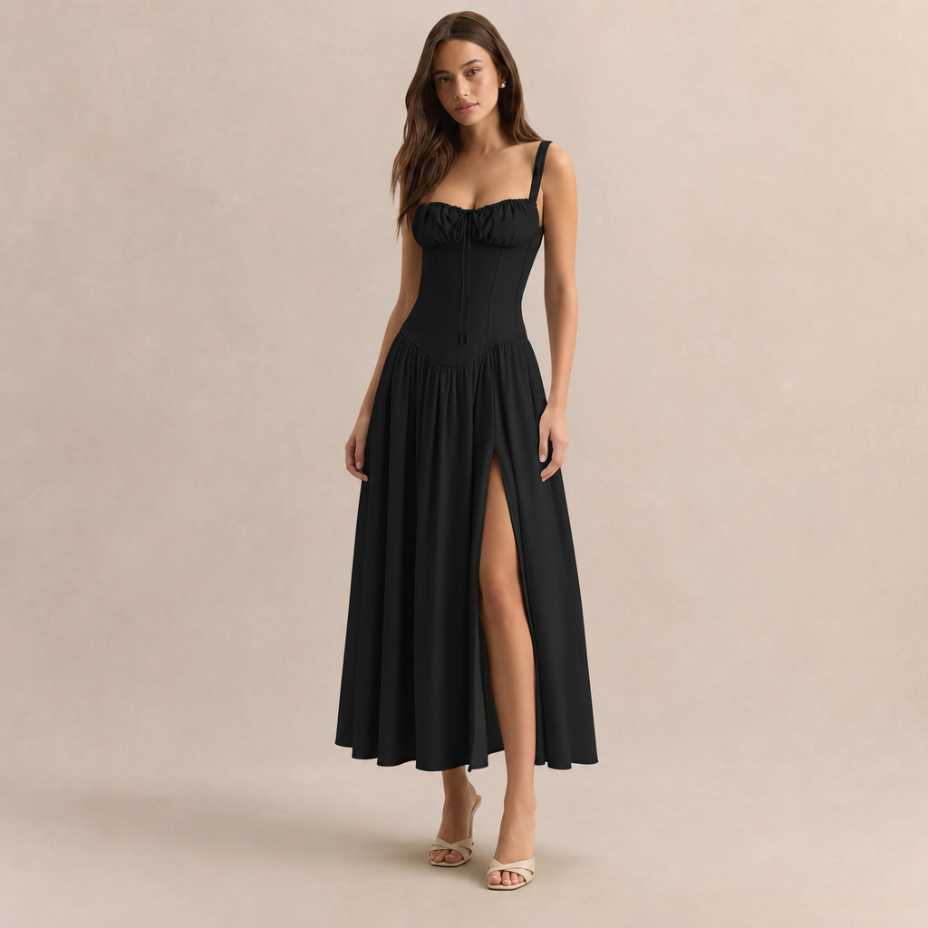 Quitterie Blanchard | Sweetheart Corset A-Line Midi Dress