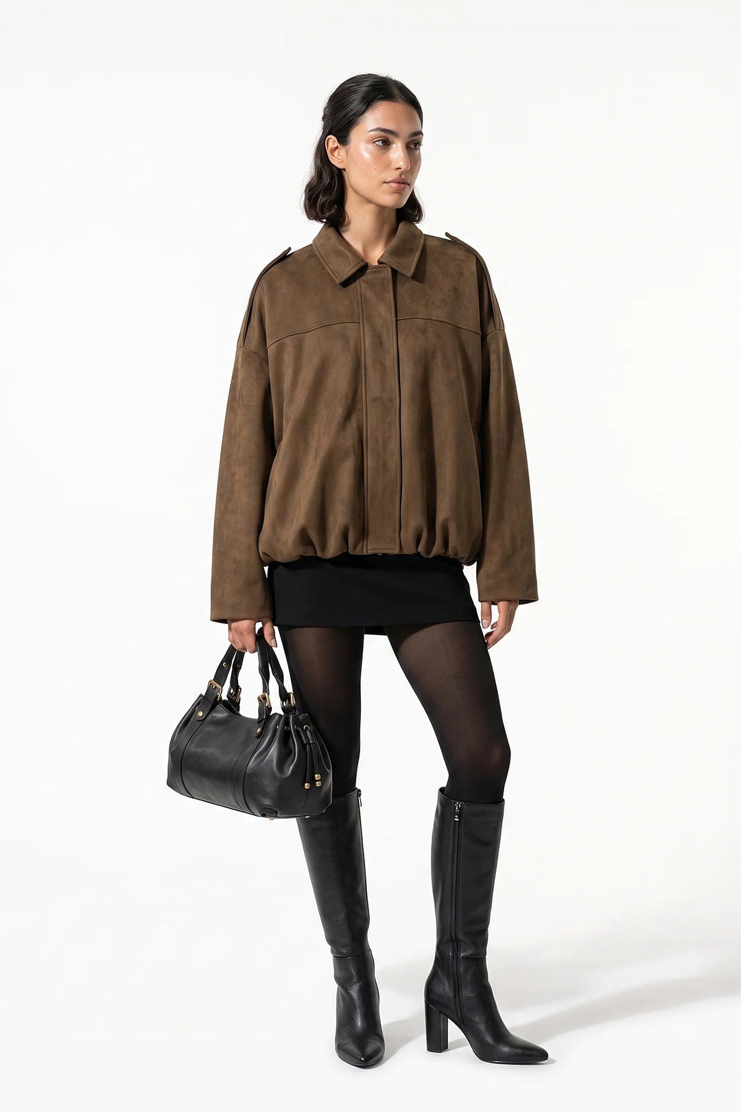 Laure Renaudot | Women’s Winter Cropped Bomber Jacket with Oversized Fit