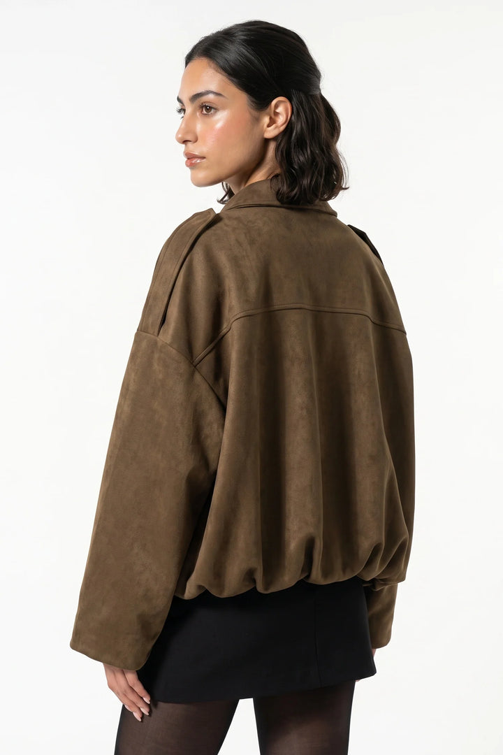 Laure Renaudot | Women’s Winter Cropped Bomber Jacket with Oversized Fit