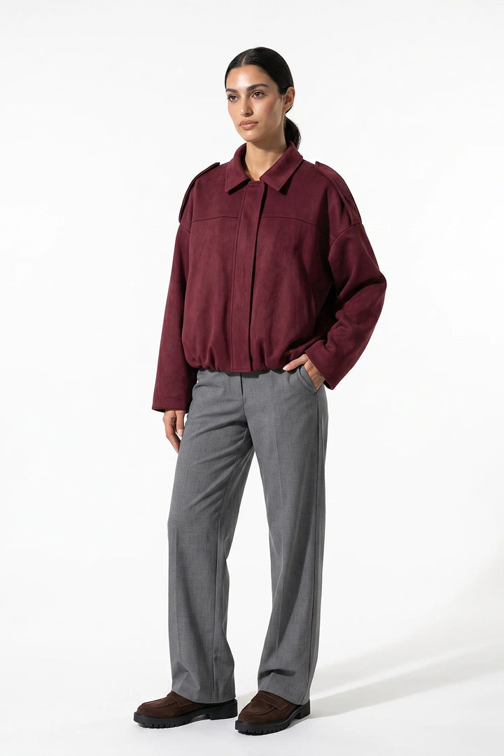Laure Renaudot | Women’s Winter Cropped Bomber Jacket with Oversized Fit