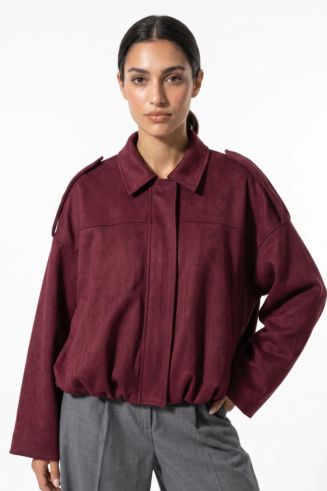 Laure Renaudot | Women’s Winter Cropped Bomber Jacket with Oversized Fit
