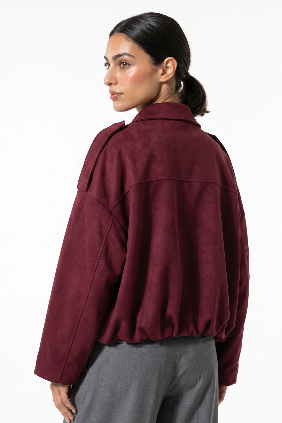 Laure Renaudot | Women’s Winter Cropped Bomber Jacket with Oversized Fit