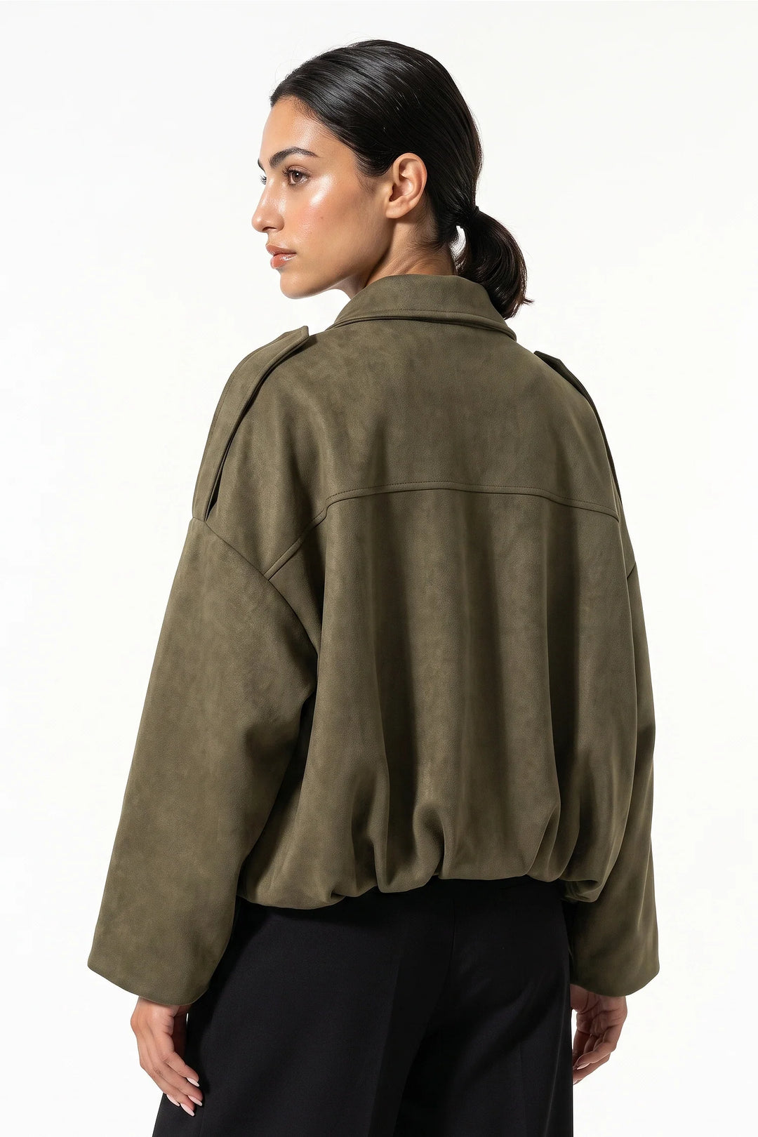 Laure Renaudot | Women’s Winter Cropped Bomber Jacket with Oversized Fit