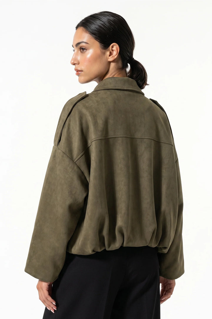 Laure Renaudot | Women’s Winter Cropped Bomber Jacket with Oversized Fit