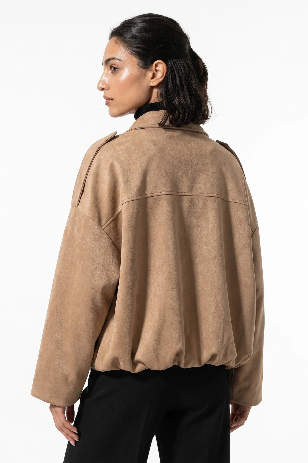 Laure Renaudot | Women’s Winter Cropped Bomber Jacket with Oversized Fit