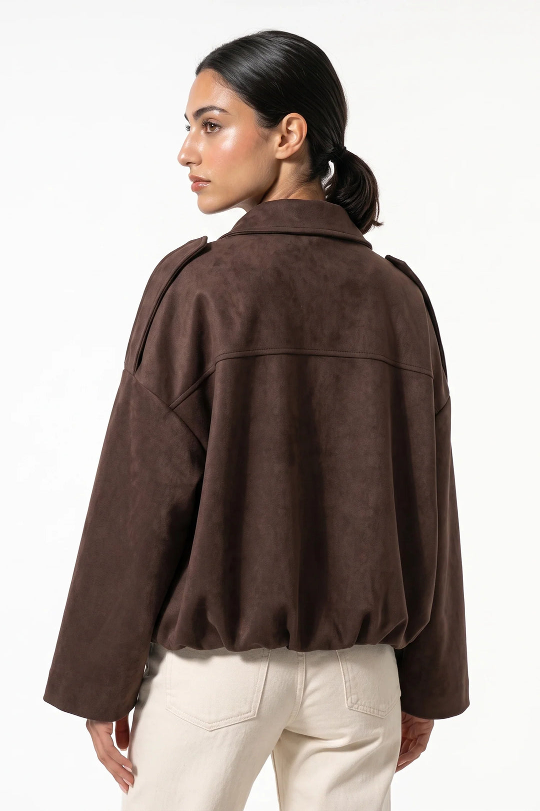 Laure Renaudot | Women’s Winter Cropped Bomber Jacket with Oversized Fit