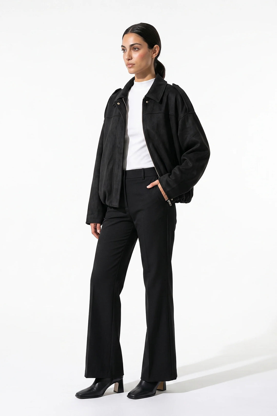 Laure Renaudot | Women’s Winter Cropped Bomber Jacket with Oversized Fit