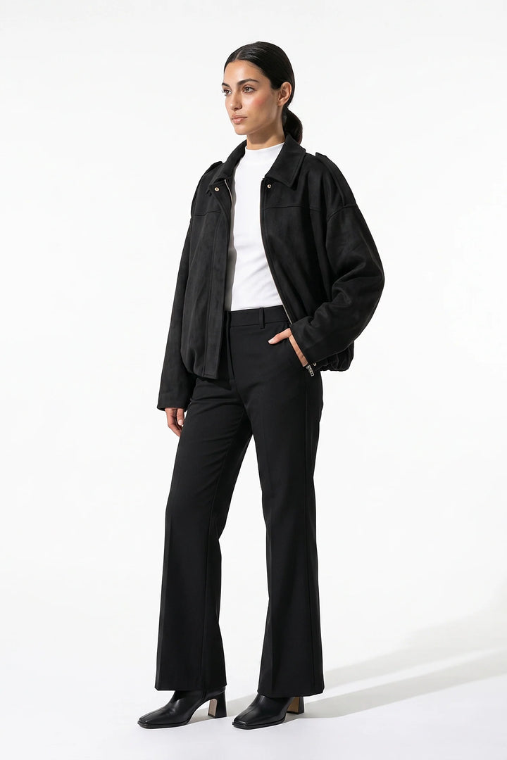 Laure Renaudot | Women’s Winter Cropped Bomber Jacket with Oversized Fit