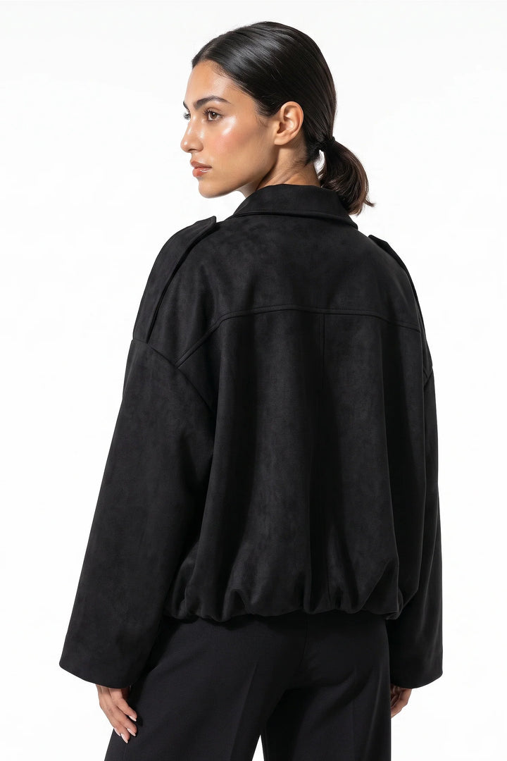Laure Renaudot | Women’s Winter Cropped Bomber Jacket with Oversized Fit
