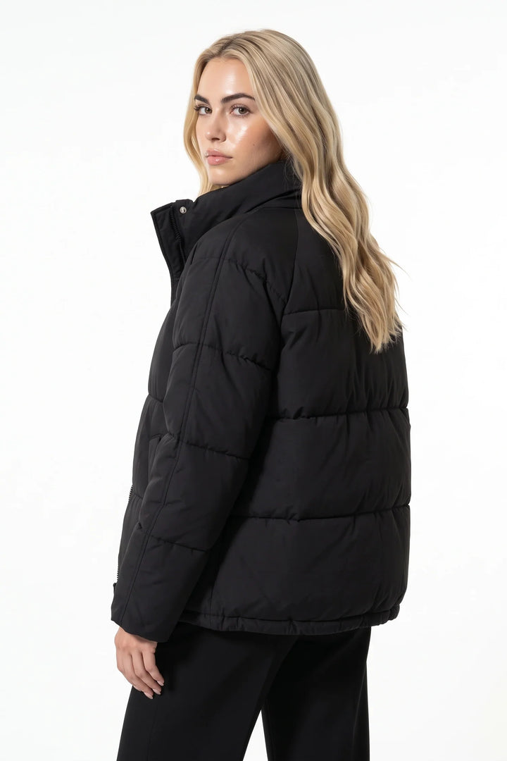 Rosalie Clairfont | Women’s Winter Warm Black Puffer Jacket with Relaxed Fit