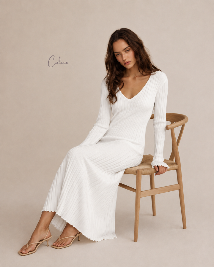 Layla Long Sleeve Ribbed Knit Sweater Midi Dress
