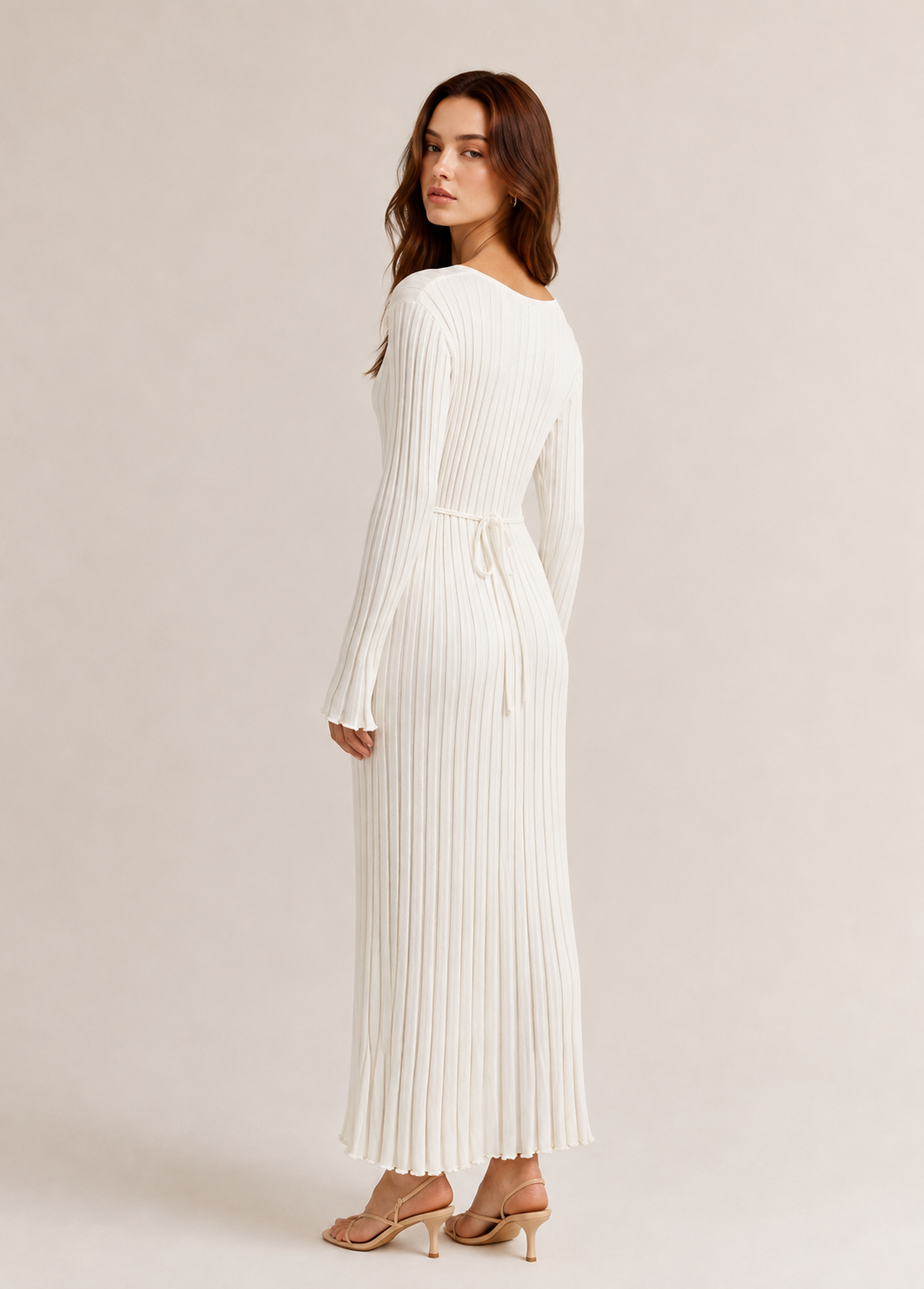 Layla Long Sleeve Ribbed Knit Sweater Midi Dress
