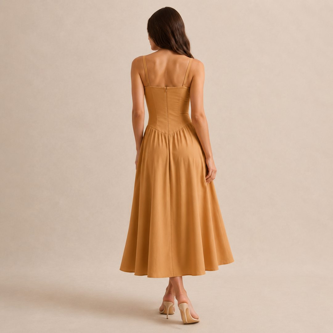 Quitterie Blanchard | Sweetheart Corset A-Line Midi Dress