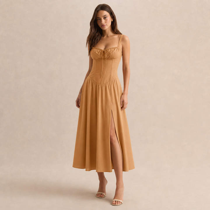 Quitterie Blanchard | Sweetheart Corset A-Line Midi Dress