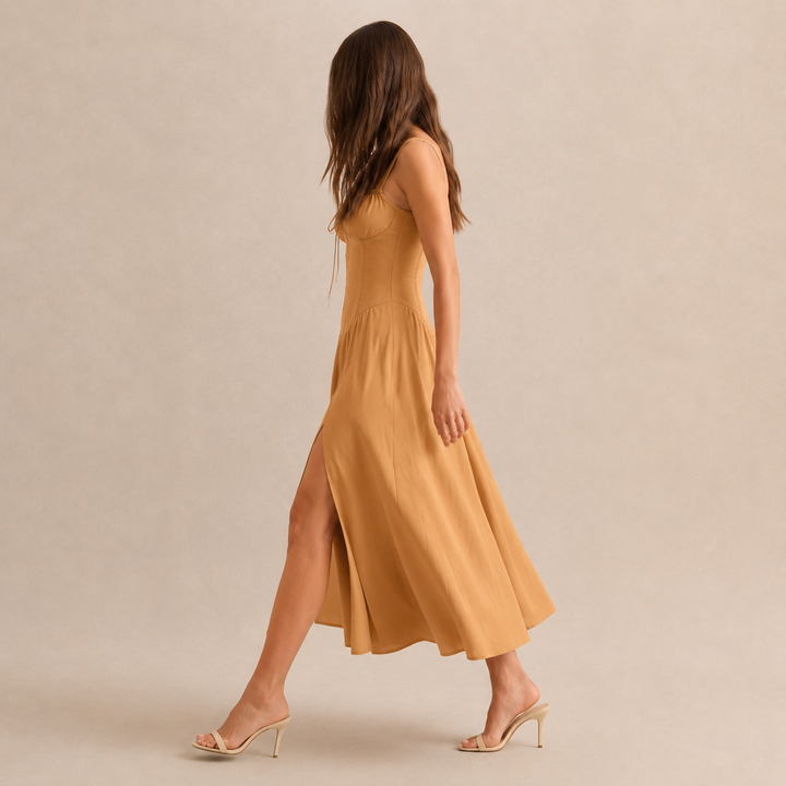 Quitterie Blanchard | Sweetheart Corset A-Line Midi Dress