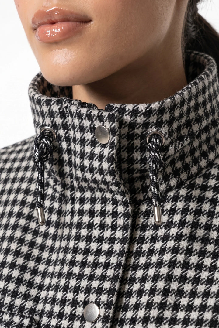 Élina Montaigu | Women’s Winter Comfortable Houndstooth High Collar Cropped Jacket