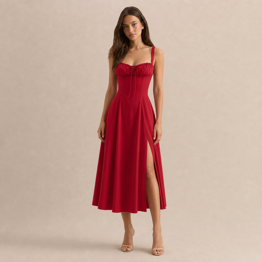 Quitterie Blanchard | Sweetheart Corset A-Line Midi Dress