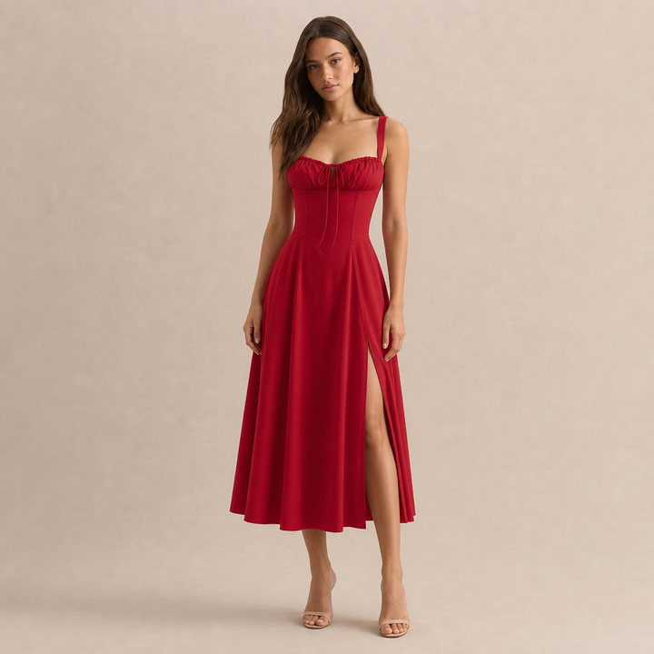 Quitterie Blanchard | Sweetheart Corset A-Line Midi Dress