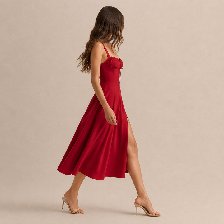 Quitterie Blanchard | Sweetheart Corset A-Line Midi Dress