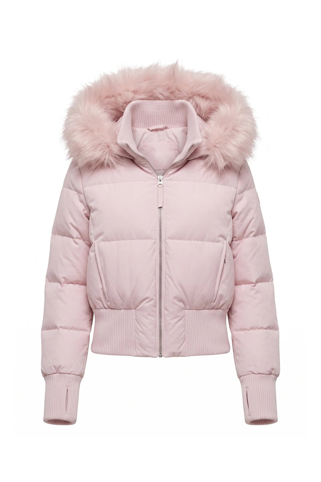 Romane Devereux | Women’s Winter Warm Cropped Puffer Jacket with Fur Trim Hood
