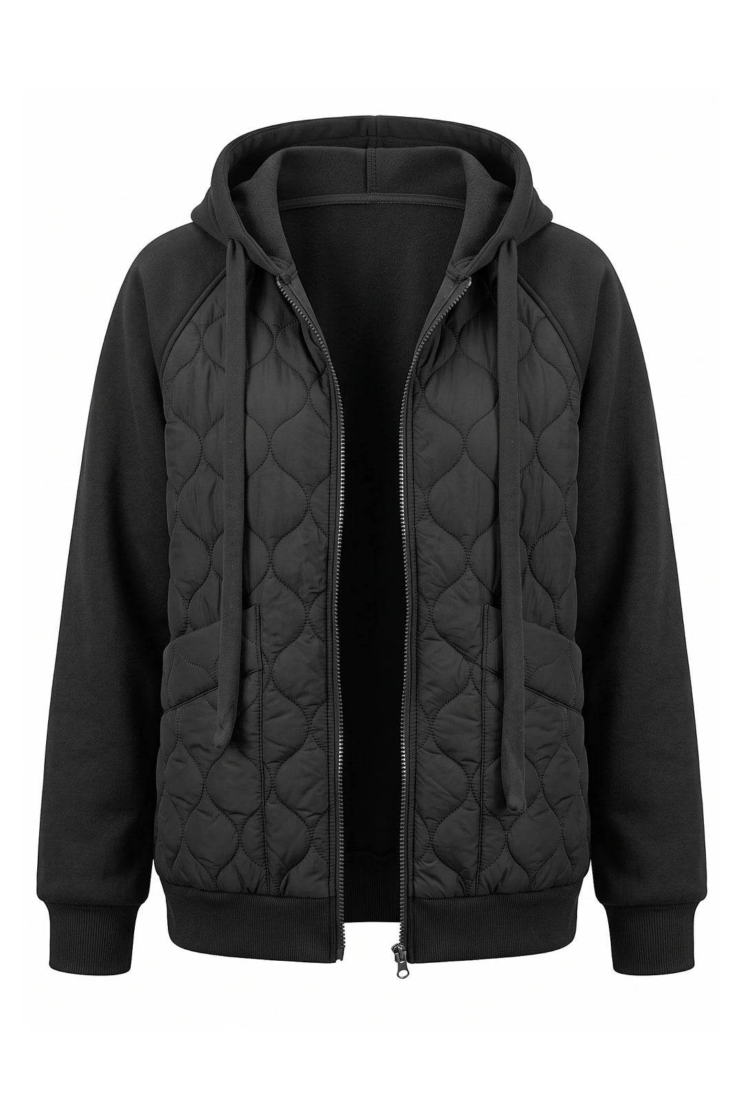 Cléa Darcourt | Women’s Hooded Diamond Quilted Winter Jacket with Knit Sleeves
