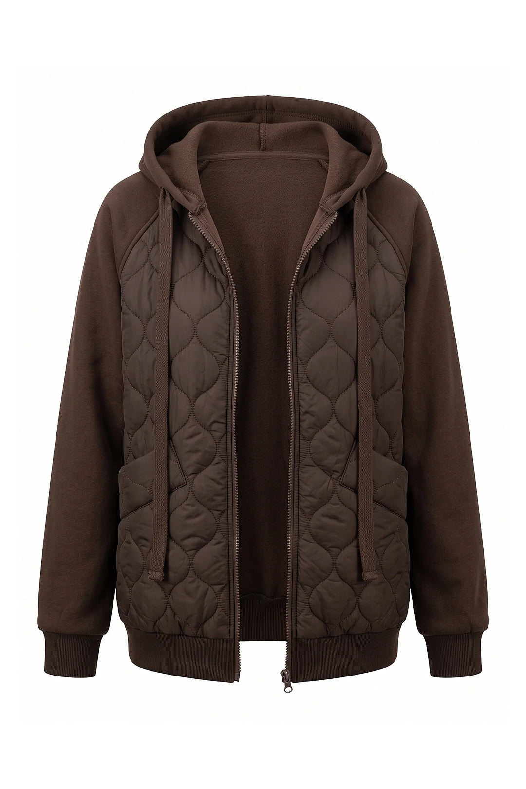 Cléa Darcourt | Women’s Hooded Diamond Quilted Winter Jacket with Knit Sleeves