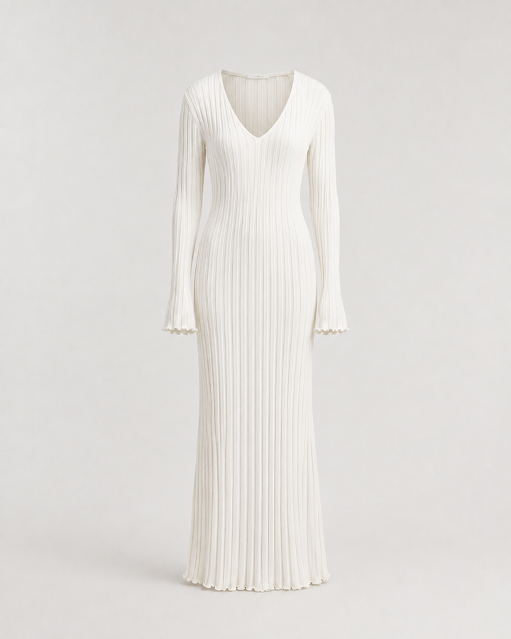 Layla Long Sleeve Ribbed Knit Sweater Midi Dress