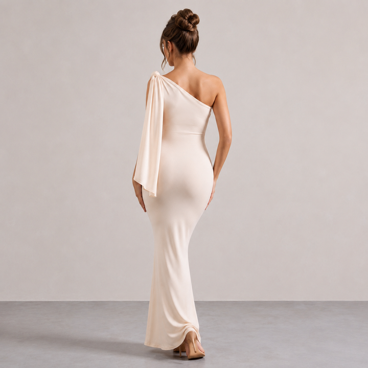 Axelle Hardy | One-Shoulder Draped Sash Maxi Dress