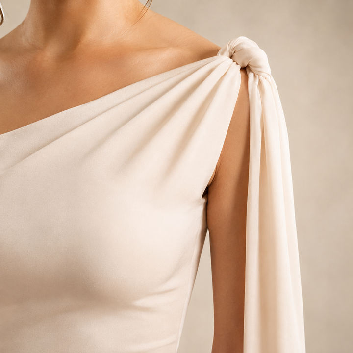 Axelle Hardy | One-Shoulder Draped Sash Maxi Dress