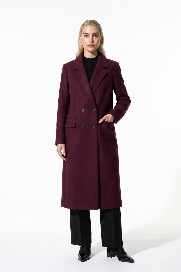 Jade Valençay | Women’s Double Breasted Long Coat – Notched Lapel Winter Overcoat