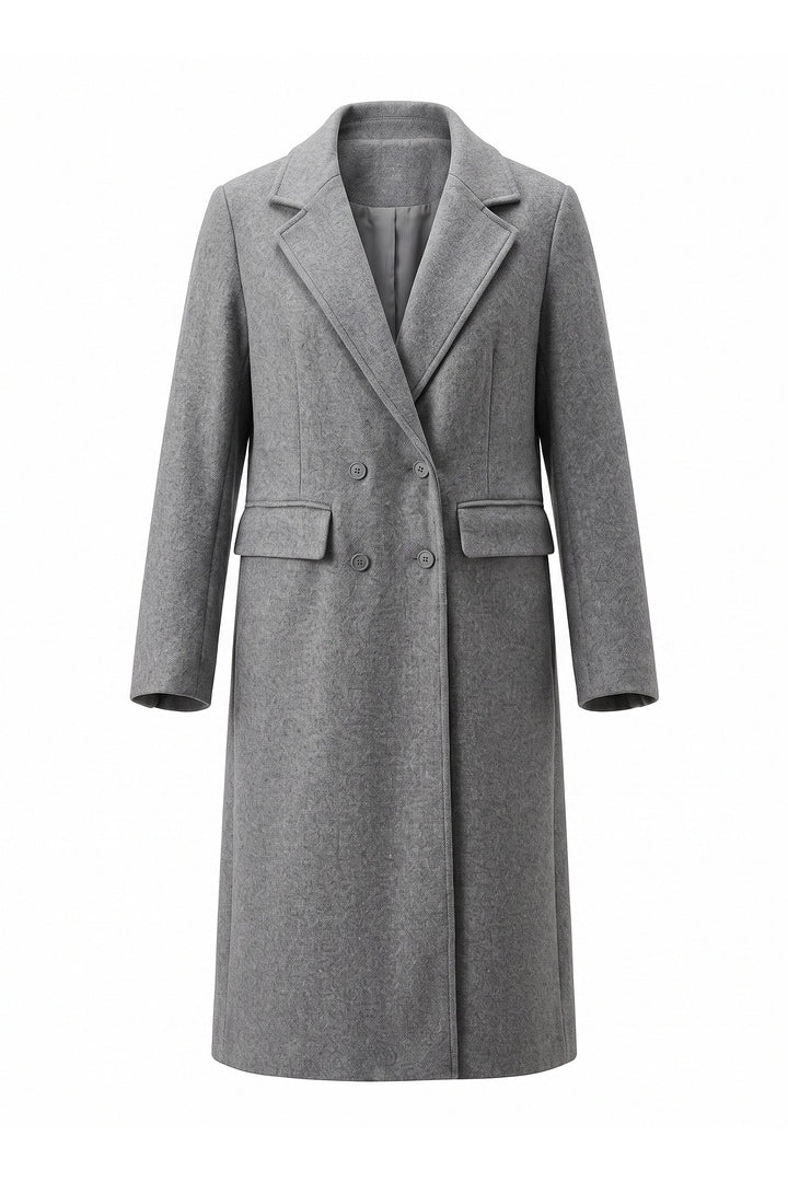 Jade Valençay | Women’s Double Breasted Long Coat – Notched Lapel Winter Overcoat