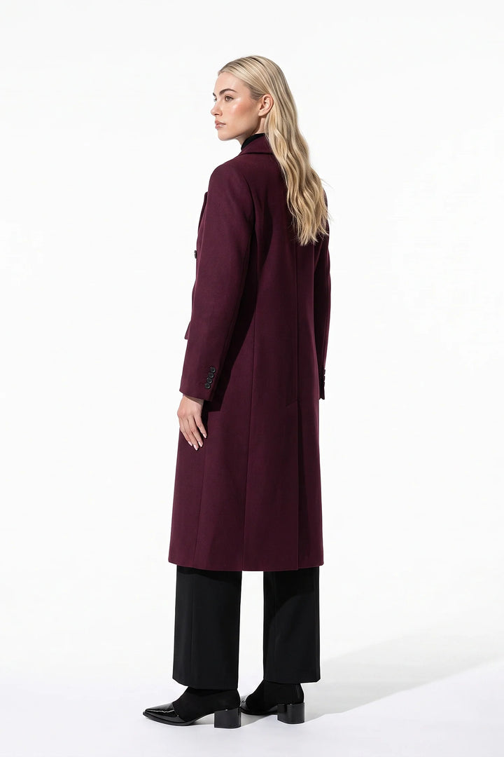 Jade Valençay | Women’s Double Breasted Long Coat – Notched Lapel Winter Overcoat