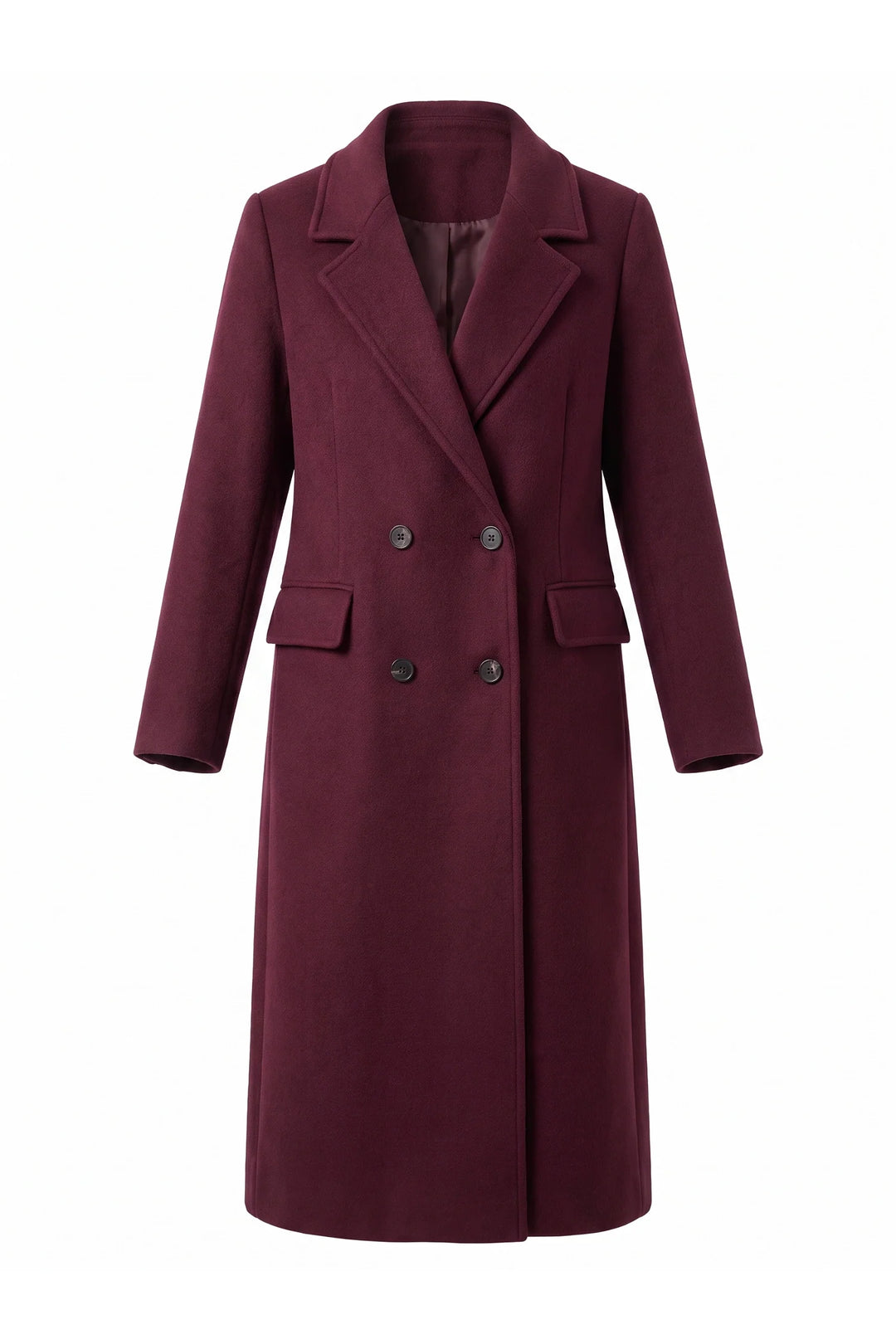 Jade Valençay | Women’s Double Breasted Long Coat – Notched Lapel Winter Overcoat