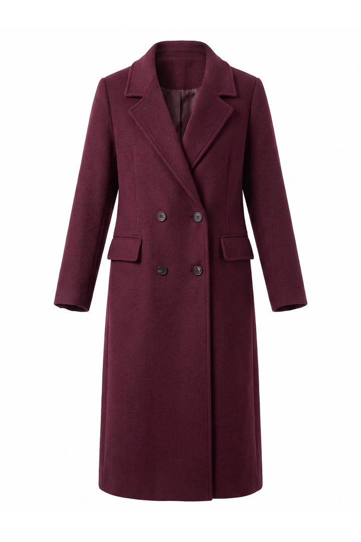 Jade Valençay | Women’s Double Breasted Long Coat – Notched Lapel Winter Overcoat