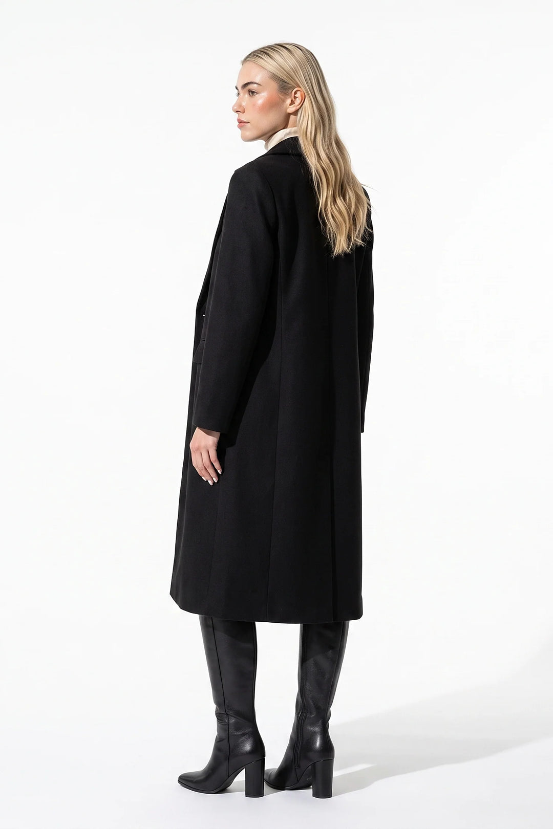 Jade Valençay | Women’s Double Breasted Long Coat – Notched Lapel Winter Overcoat