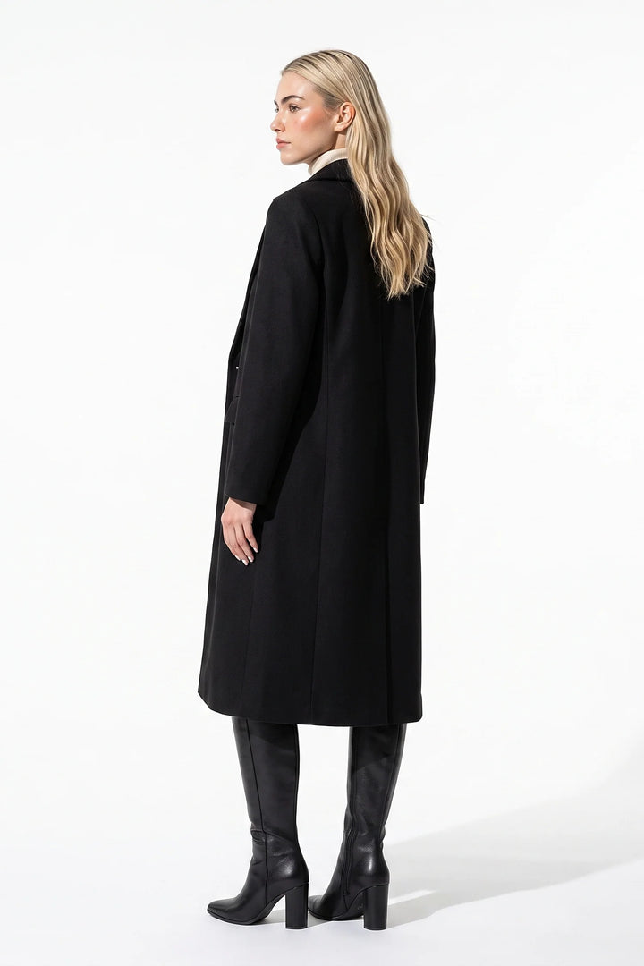 Jade Valençay | Women’s Double Breasted Long Coat – Notched Lapel Winter Overcoat