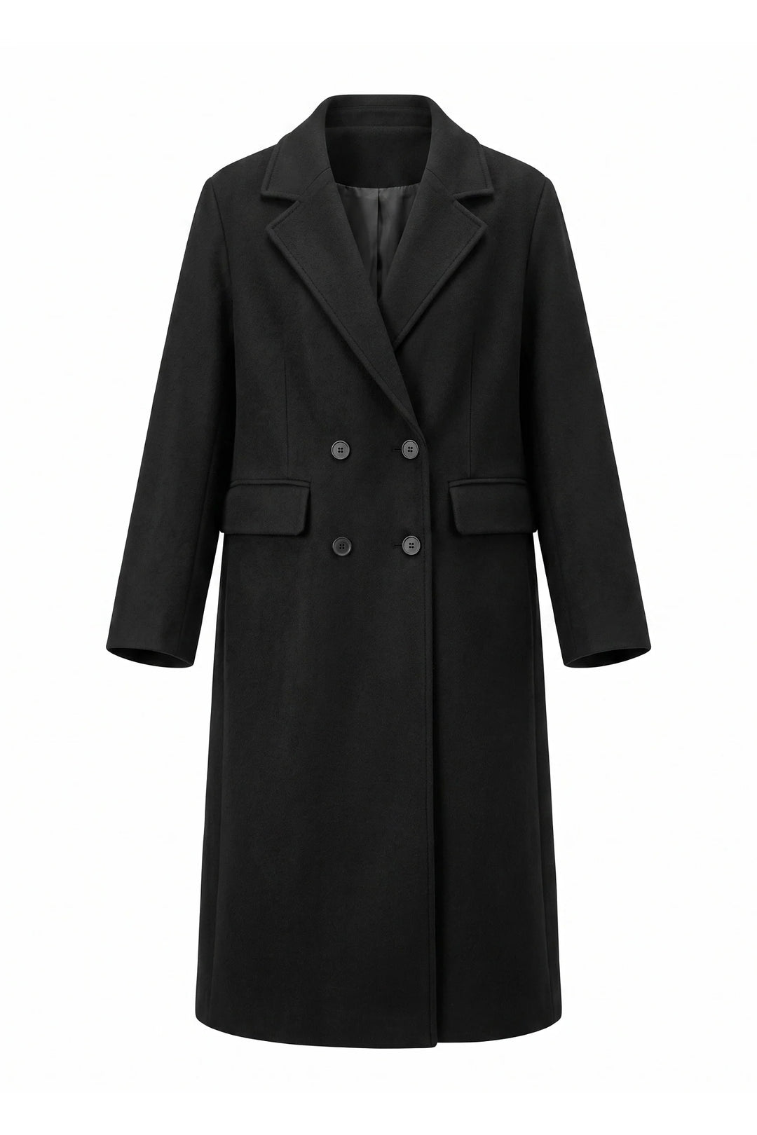 Jade Valençay | Women’s Double Breasted Long Coat – Notched Lapel Winter Overcoat