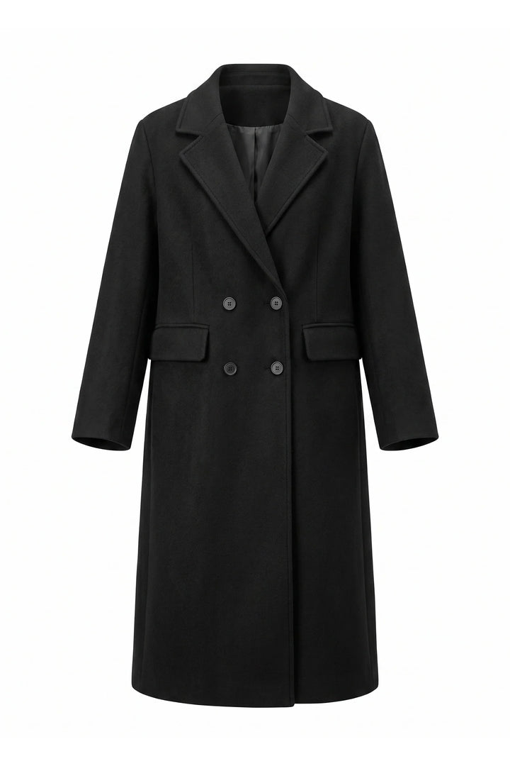 Jade Valençay | Women’s Double Breasted Long Coat – Notched Lapel Winter Overcoat