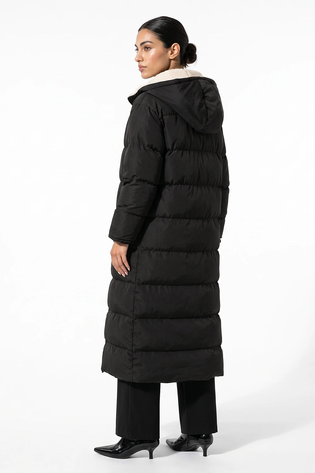 Méline Valois | Women’s Winter Warm Longline Fleece Lined Puffer Coat with Hood