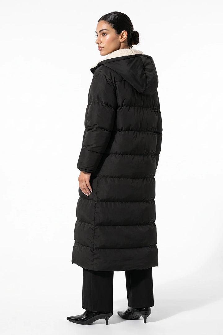 Méline Valois | Women’s Winter Warm Longline Fleece Lined Puffer Coat with Hood