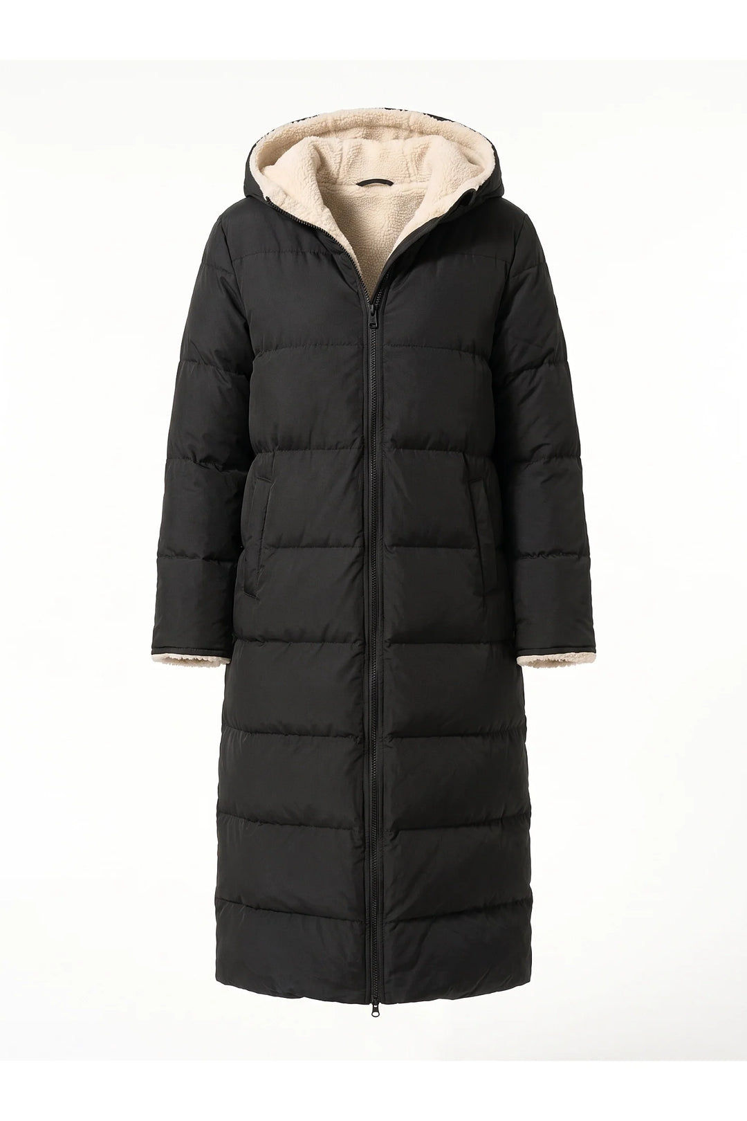 Méline Valois | Women’s Winter Warm Longline Fleece Lined Puffer Coat with Hood