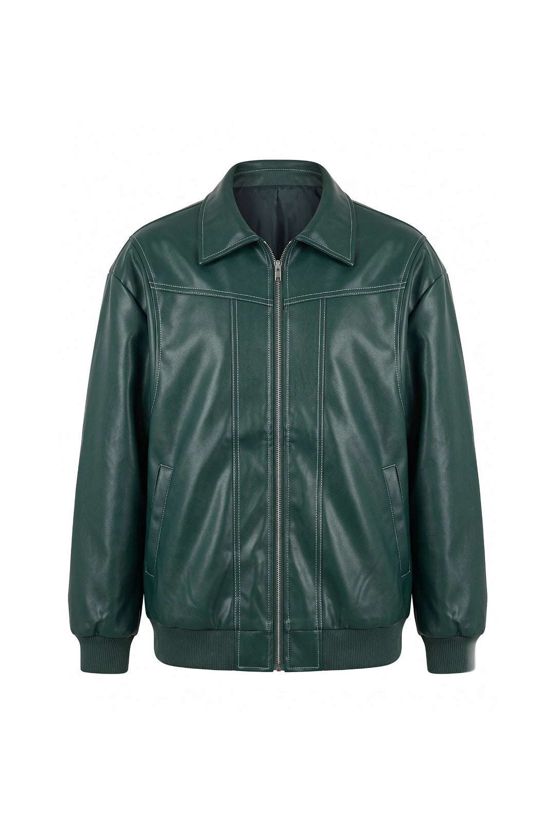 Geneviève Claret | Women’s Winter Versatile Oversized Leather Jacket with Zip Up Front