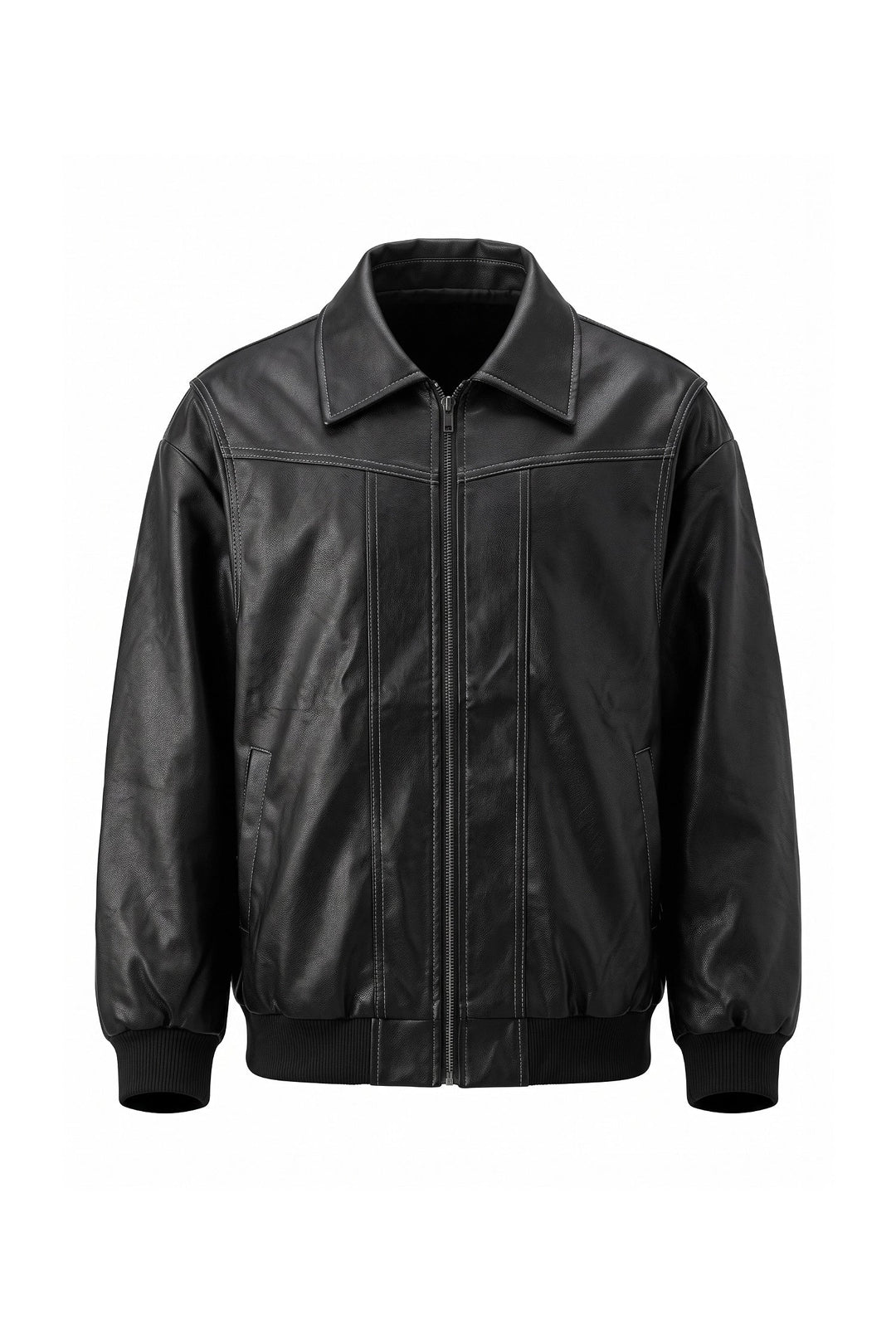 Geneviève Claret | Women’s Winter Versatile Oversized Leather Jacket with Zip Up Front