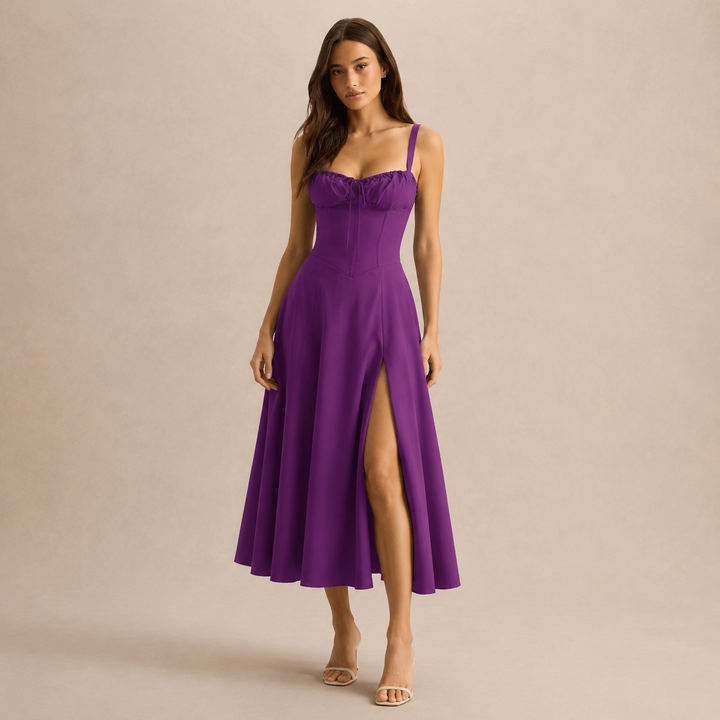 Quitterie Blanchard | Sweetheart Corset A-Line Midi Dress