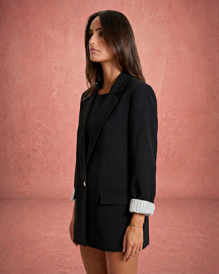 Cerise Buisson  | Notched Lapel Single-Button Oversized Blazer