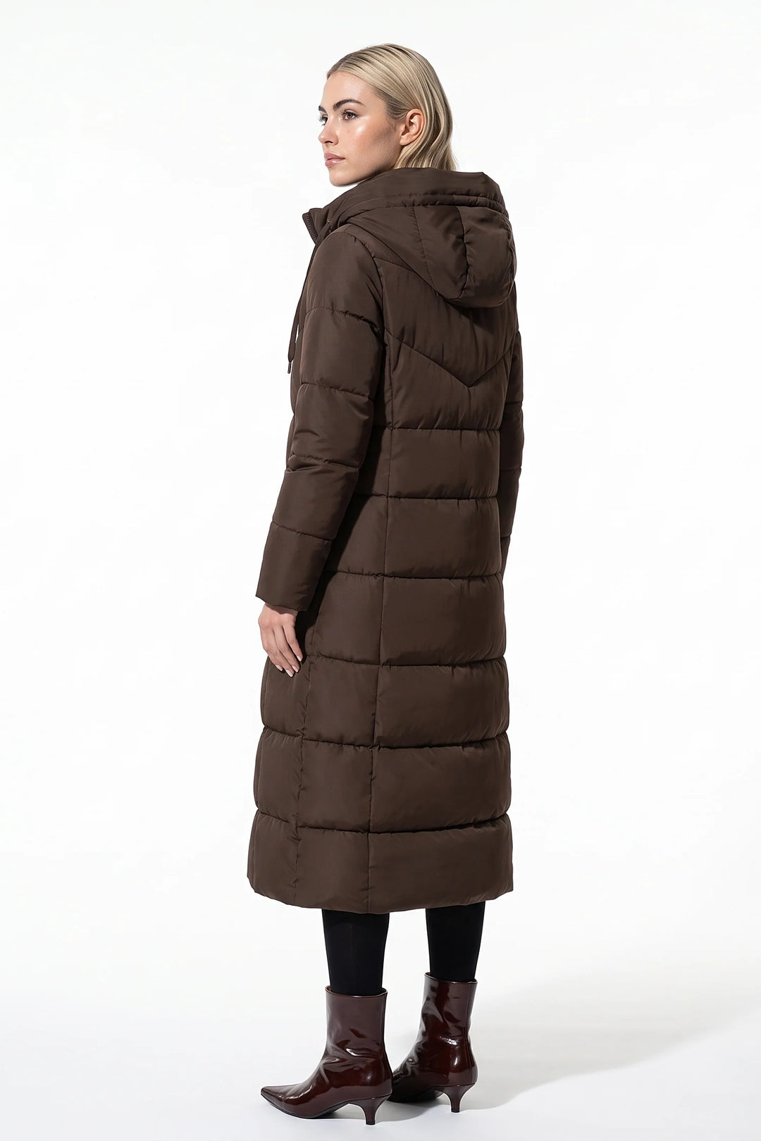 Pauline D’Aubigny | Women’s Winter Warm Longline Hooded Puffer Coat with High Collar