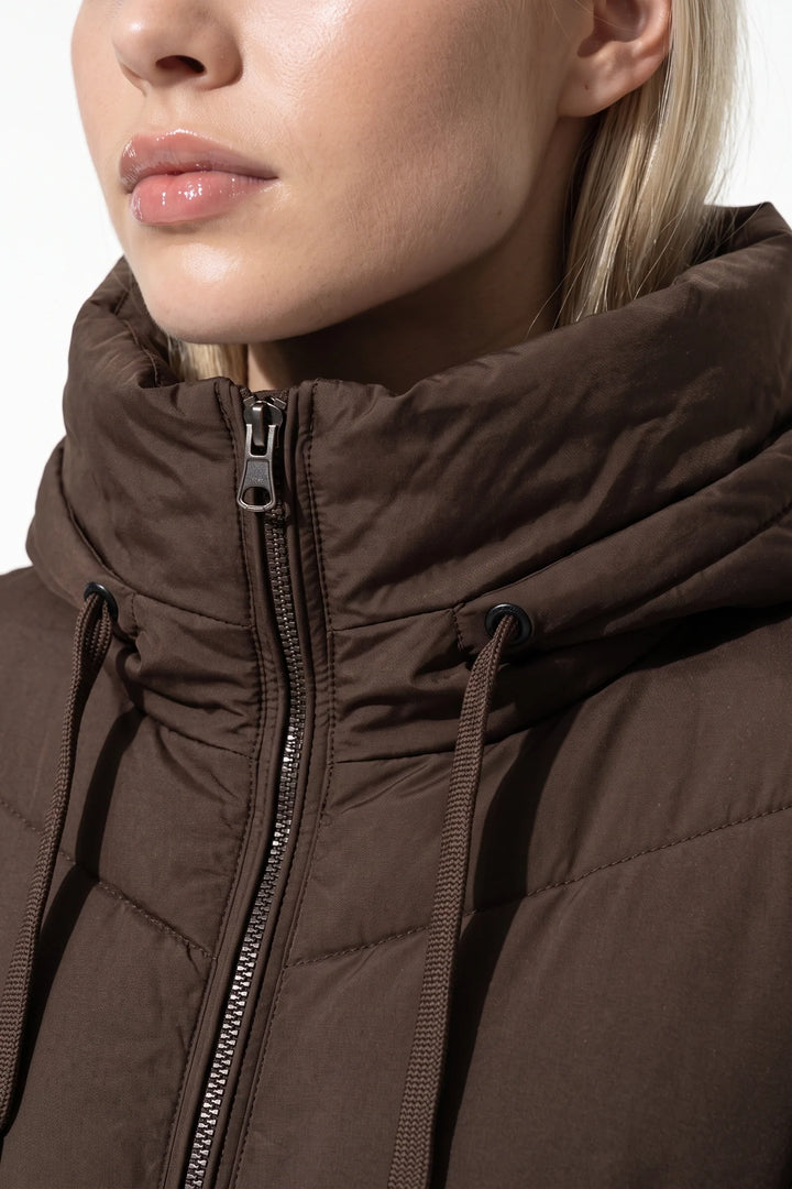 Pauline D’Aubigny | Women’s Winter Warm Longline Hooded Puffer Coat with High Collar