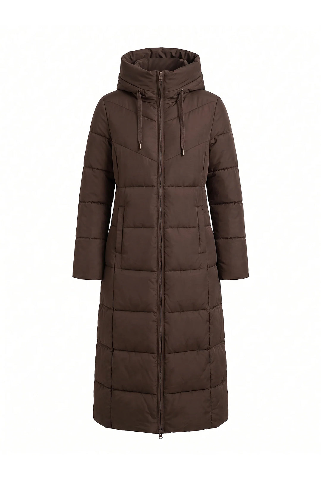 Pauline D’Aubigny | Women’s Winter Warm Longline Hooded Puffer Coat with High Collar