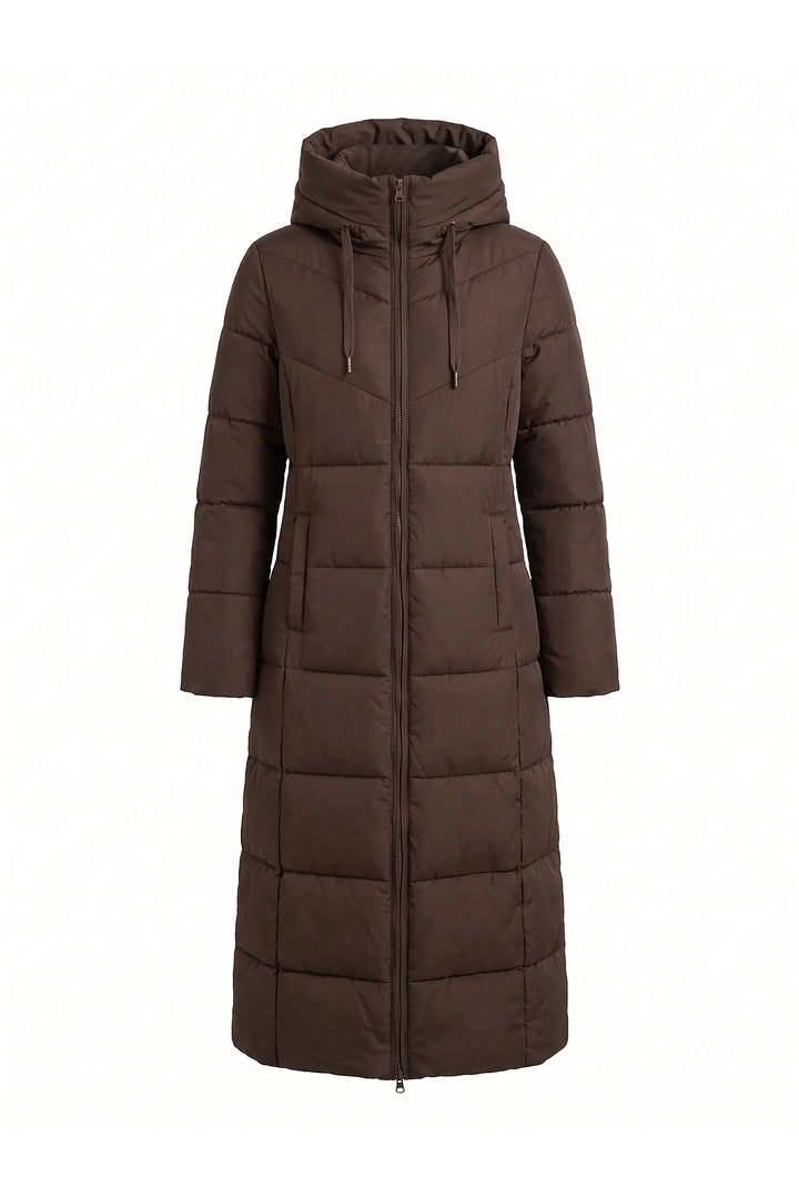 Pauline D’Aubigny | Women’s Winter Warm Longline Hooded Puffer Coat with High Collar